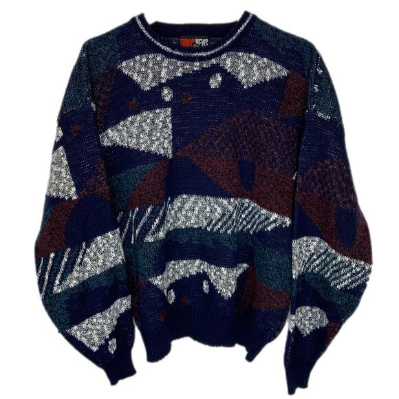 Vintage Grandpa Geo Pattern Crewneck Pullover Sweater - Men's Size XL - Picture 1 of 5